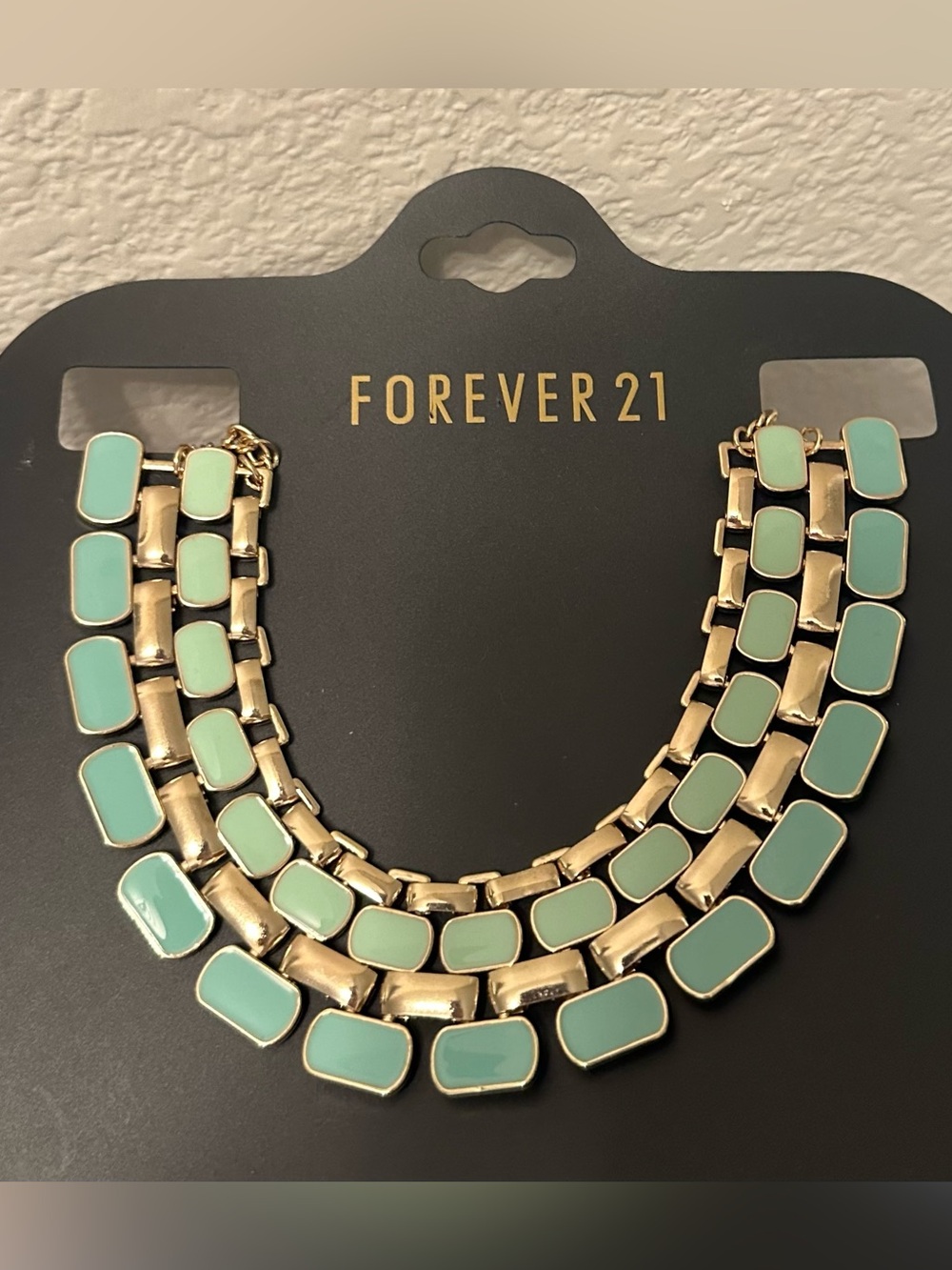 Y2K Forever 21 Mint Teal Triple-Row Statement Necklace